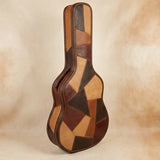 Elatheria Troubadour mosaic patchwork full grain leather acoustic guitar hard case