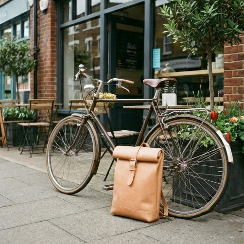 The Voyager | Minimalist Full-Grain Leather Roll-Top Backpack