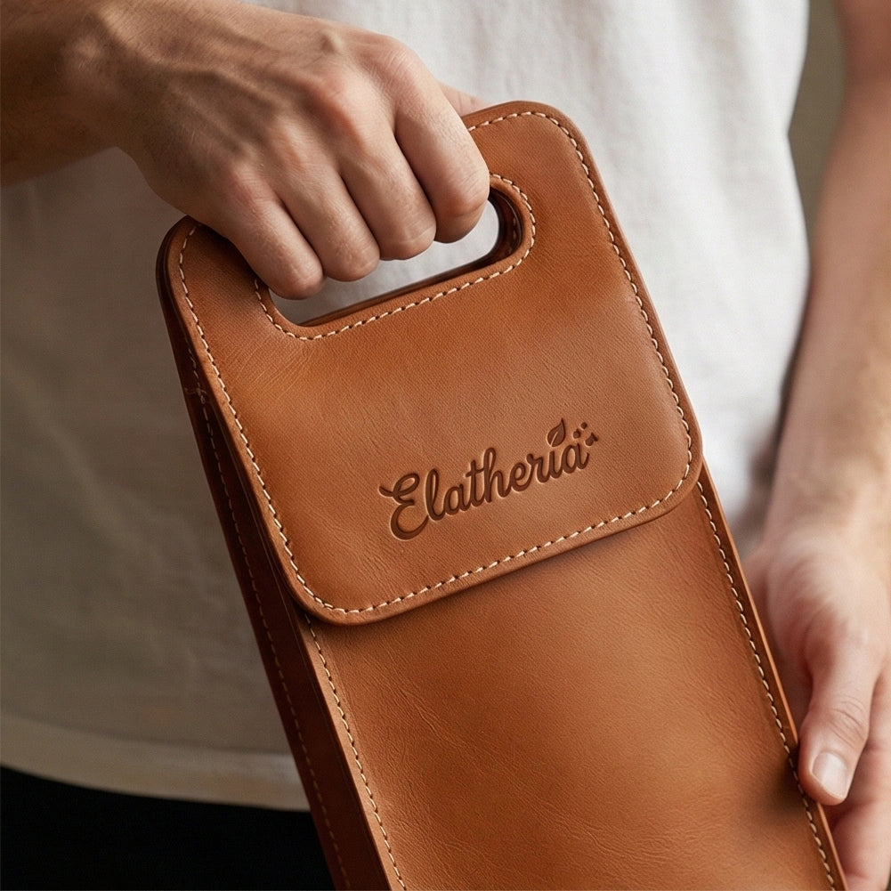 The Vintner 2.0 Leather Wine Tote with Bottle