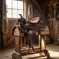Elatheria Mustang hand tooled floral full grain western leather horse saddle