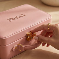 Elatheria Keepsake blush pink leather memory box jewelry organizer velvet interior