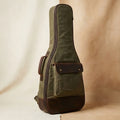 Troubadour waxed canvas bag close-up of riveted side handle, personalised initials available