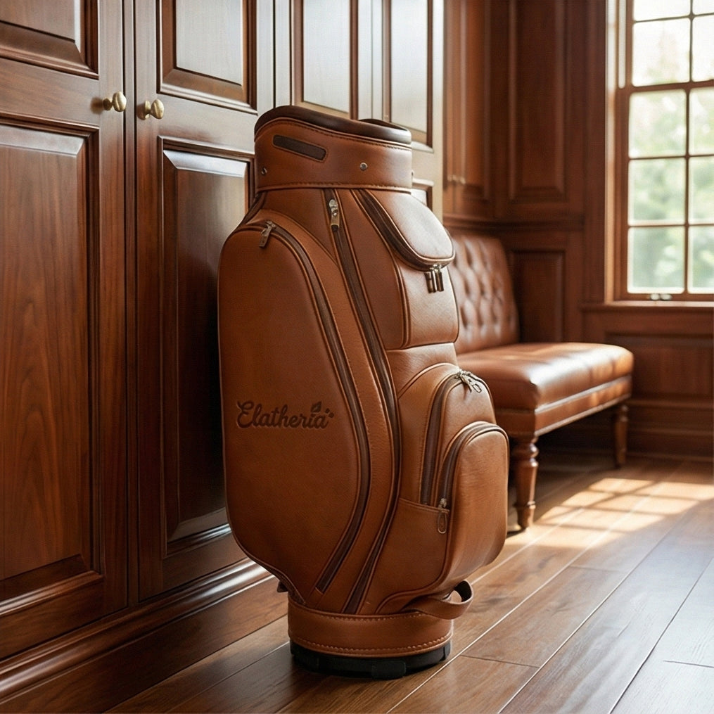The Fairway Luxury Leather Golf Bag on Course