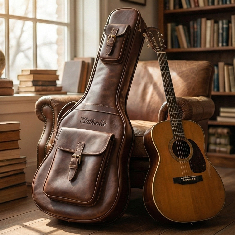 The Session Leather Acoustic Guitar Gig Bag Standing