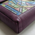 Elatheria Mosaic geometric embroidered full grain leather structured satchel in tan