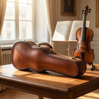Elatheria Virtuoso full grain leather 4/4 violin hard case with velvet interior