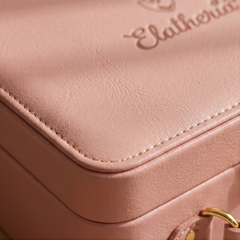 The Keepsake Pink Leather Memory Box Open