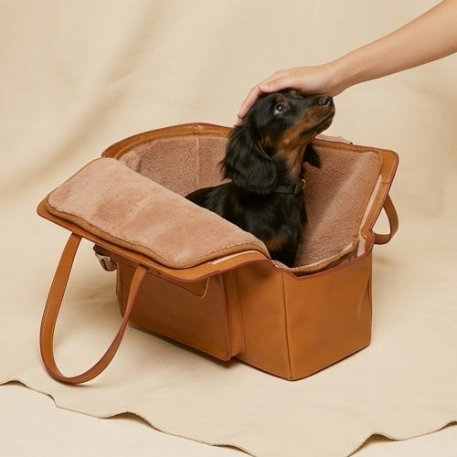 Elatheria Companion premium full grain leather luxury pet carrier small dog cat