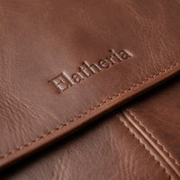 Elatheria Scholar dark brown mahogany full grain leather briefcase messenger bag
