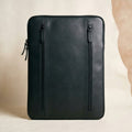 Elatheria Minimalist premium matte black leather laptop portfolio sleeve case