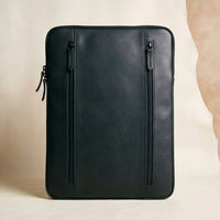 Elatheria Minimalist premium matte black leather laptop portfolio sleeve case