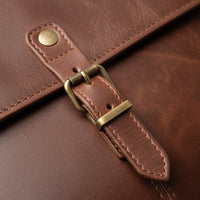 Elatheria Scholar dark brown mahogany full grain leather briefcase messenger bag