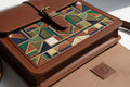 Elatheria Mosaic 2.0 geometric embroidered full grain leather satchel