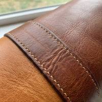 Elatheria Marksman luxury two tone full grain leather shotgun case slip fleece lining
