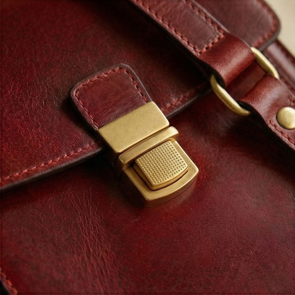 The Scribe Vertical Leather Crossbody Mini Briefcase