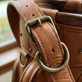 Elatheria Fairway luxury vintage full grain tan leather golf cart bag brass zips