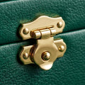 Elatheria Heirloom quilted emerald green leather jewelry trunk brushed brass hardware
