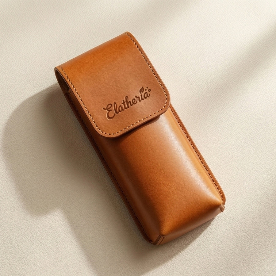 Elatheria Vintner 3.0 fully enclosed full grain leather wine bottle carrier