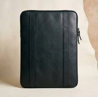 Elatheria Minimalist premium matte black leather laptop portfolio sleeve case