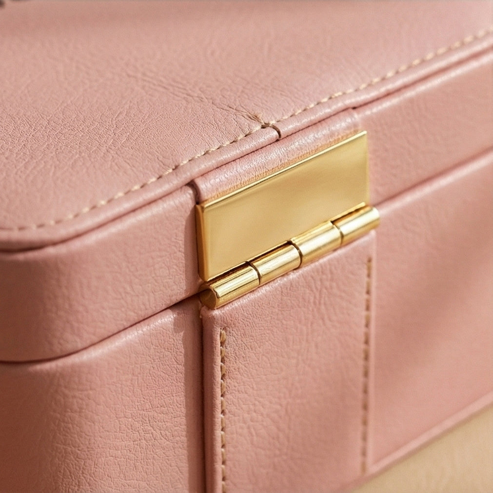 The Keepsake Pink Leather Memory Box Open