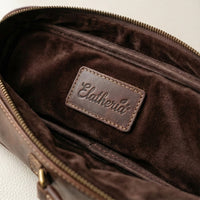 Session leather gig bag carry handle detail, gift for musician or gift for guitarist