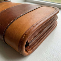 Elatheria Marksman luxury two tone full grain leather shotgun case slip fleece lining