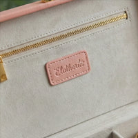 Elatheria Keepsake blush pink leather memory box jewelry organizer velvet interior