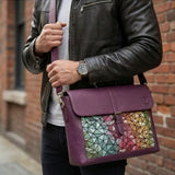 The Mosaic Geometric Leather Satchel in Tan