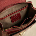Elatheria Scribe vertical full grain leather crossbody mini briefcase in burgundy