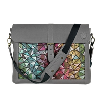 The Mosaic – geometrisch bestickte Ledertasche, 4 Farbvarianten