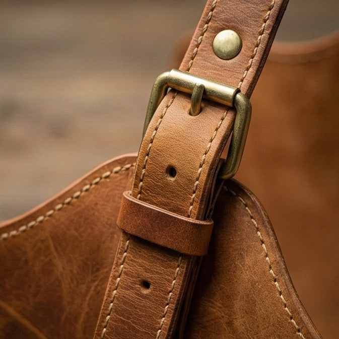 The Hearthside Leather Log Carrier with Firewood