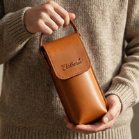 Elatheria Vintner 3.0 fully enclosed full grain leather wine bottle carrier