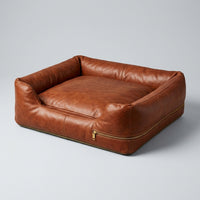 Elatheria Refuge leather pet sofa bed, side profile view
