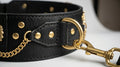 Width and welded D-ring detail on The Regal buffalo leather dog collar