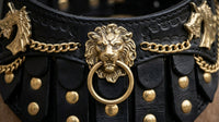Brass buckle and rivet detail on The Regal buffalo leather dog collar