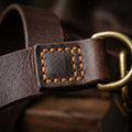 Box stitching detail on The Patrol leather working dog harness