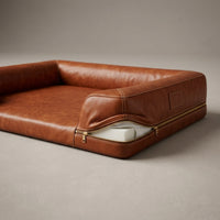 Elatheria Refuge leather pet sofa bed, front view