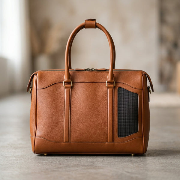 The Voyager leather pet carrier tote, Elatheria