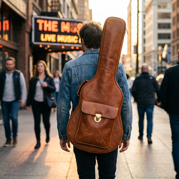 Maestro gig bag back view with padded backpack straps, personalised name or initials engraving available