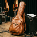 Maestro gig bag leather texture detail showing natural grain and patina, customisation available