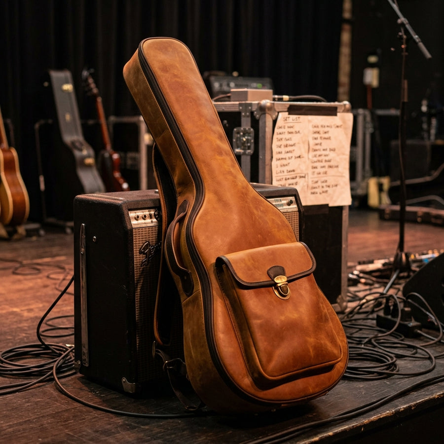 Maestro gig bag brass hardware detail, monogram and embossing option, gift for musician or gift for dad