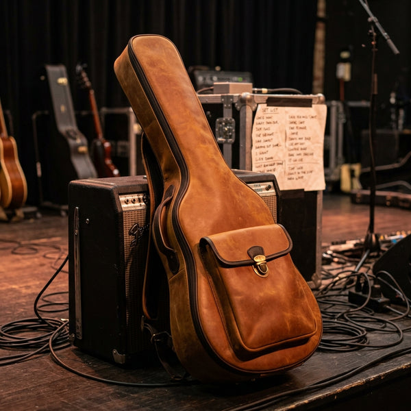 Maestro gig bag brass hardware detail, monogram and embossing option, gift for musician or gift for dad