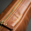 Stagehand leather electric guitar gig bag straight-on front view showing deep cognac leather tone