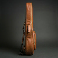 Stagehand leather texture detail showing pull-up leather grain and natural patina