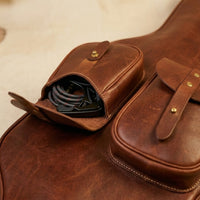Troubadour Chestnut gig bag brass buckle and stud detail, personalised initials or monogram engraving available