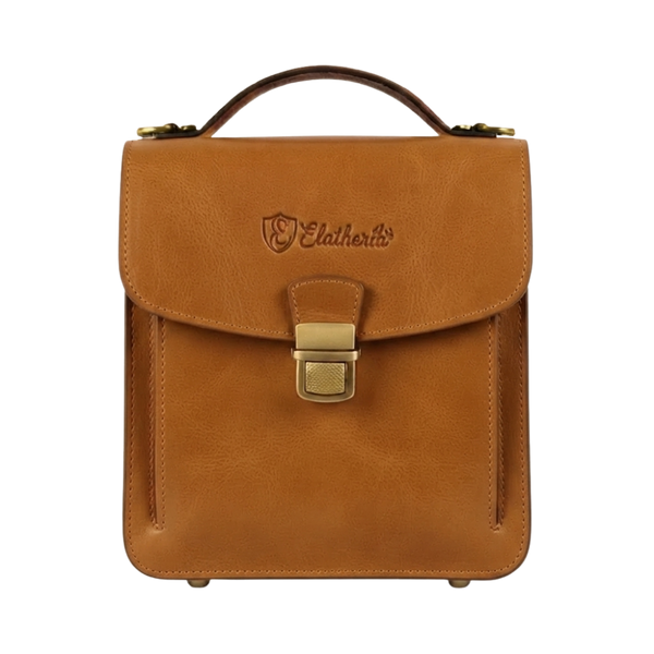 The Scribe mini leather briefcase in Antique Brass