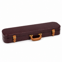 Burgundy crocodile-embossed leather violin hard case, closed, three-quarter view