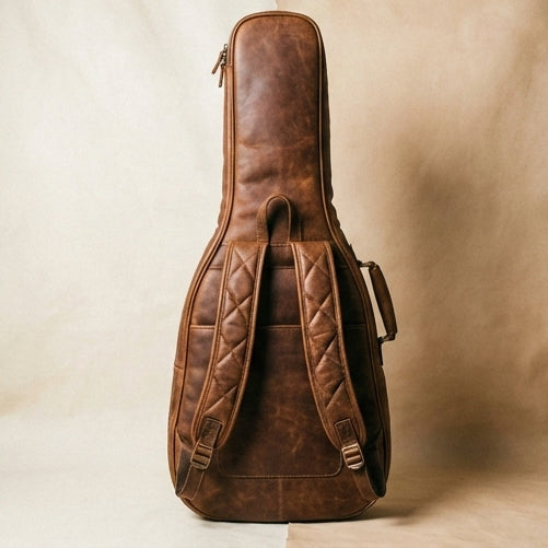 Elatheria Aviator distressed full grain leather acoustic guitar case gig bag