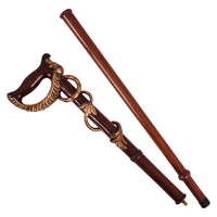 The Ivy folding walking cane separated into two pieces at the brass screw joint