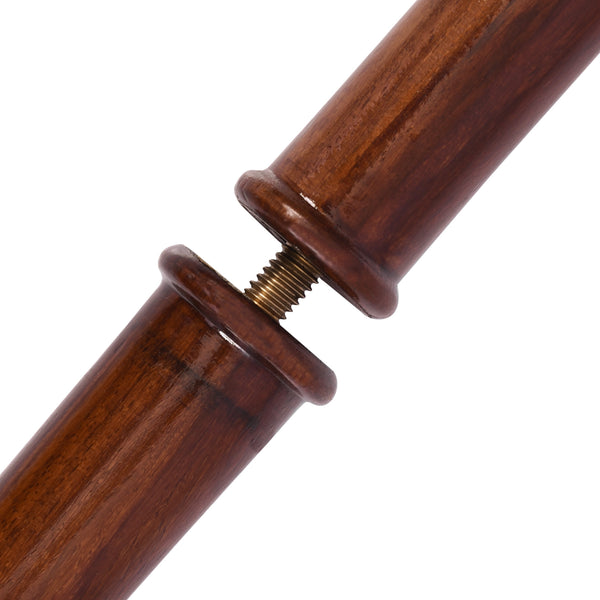 Brass screw joint connecting the two sections of the wooden walking cane